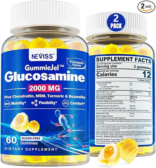 Sugar Free Glucosamine Chondroitin MSM Filled 3100mg -Joint D3, Mobility, 120Cts