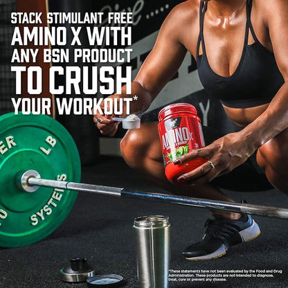 BSN Amino X Muscle Recovery & Endurance Powder with BCAAs, Intra Workout Support, 10 Grams of Amino Acids, Keto Friendly, Caffeine Free, Flavor: Blue Raz, 30 Servings (Packaging May Vary)