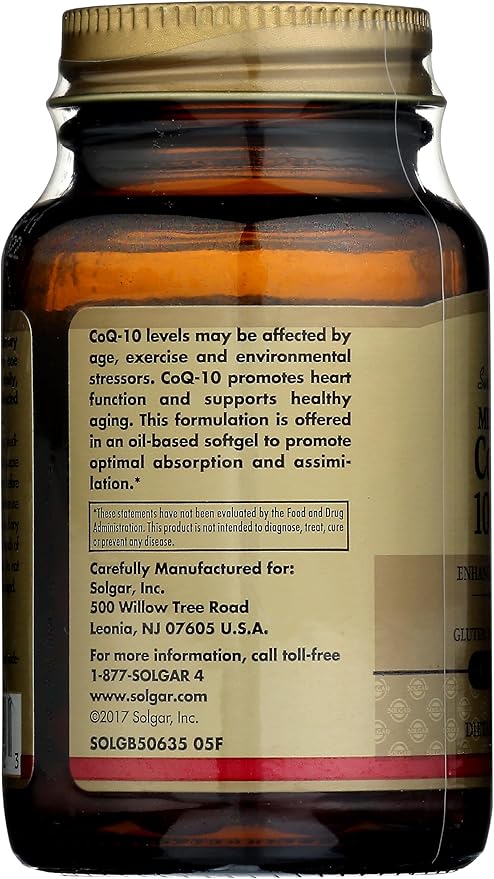 Solgar Megasorb CoQ-10 100 mg, 60 Softgels - Supports Heart Function & Healthy Aging - Coenzyme Q10 Supplement - Enhanced Absorption - Non-GMO, Gluten Free, Dairy Free - 60 Servings