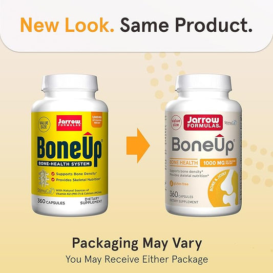 Jarrow Formulas BoneUp for Bone Density and Skeletal Nutrition, Includes Vitamin D3, K2 (as MK-7) and Calcium, 360 Capsules, Up to a 60 Day Supply