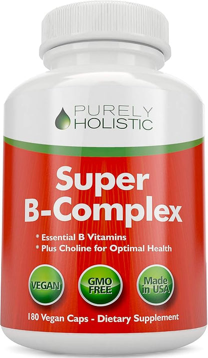 Vitamin B Complex 8 Super B1, B2, B2, B3, B3, B5, B5, B6, B6, B8, B8, B9 B9 & B12 - B100 Complex 180 Vegan 6 Month