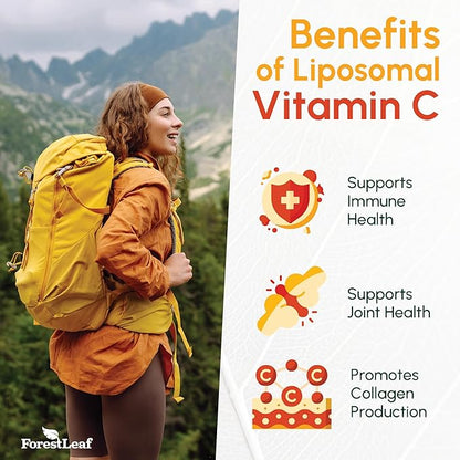 ForestLeaf Liposomal C - 1000mg Capsules - Immune Booster with MCT Oil & Sunflower Lecithin - Superior Absorption - High Dose C (Unflavored - 120 Veg Cap)