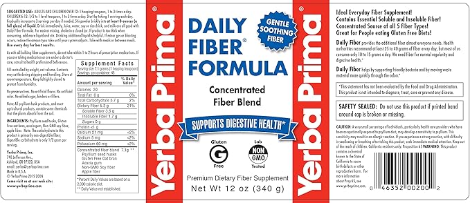 Yerba Prima Daily Fiber Formula Powder 12 oz 3) -