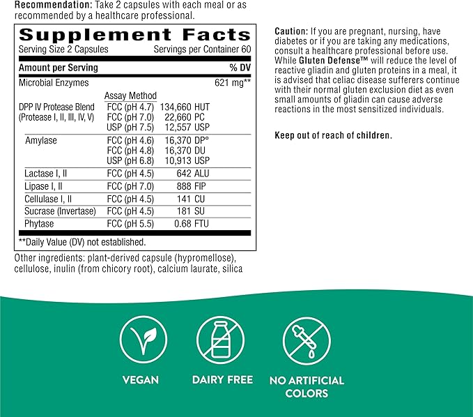 Nature's Way Gluten Defense Digestive Enzymes, 120 Vegan