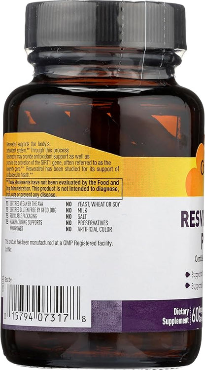 Country Life Resveratrol Plus 1000mg - Organic Antioxidant Supplement with Pine Bark & Grape Seed Extracts - Vegan, Gluten-Free, Non-GMO