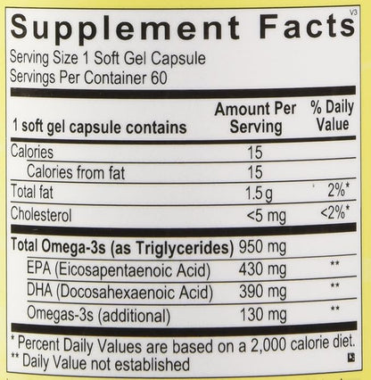 Ortho Molecular Products Orthomega Fish Oil 950mg 60 60 Capsules