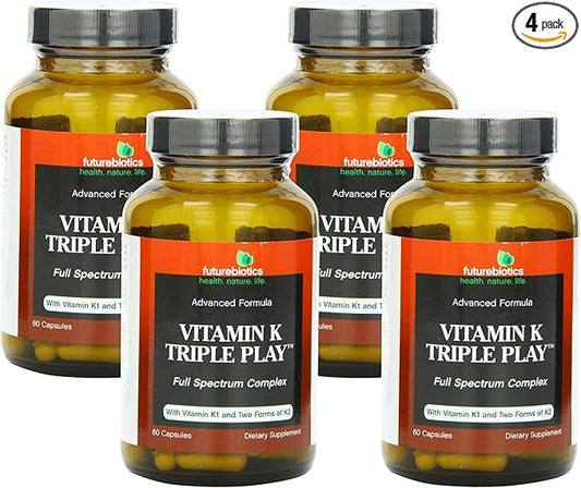 Futurebiotics Capsules, Vitamin K Triple Play, 60 Count (Pack of 4)