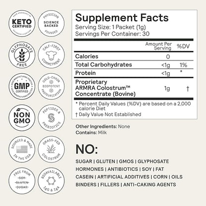 ARMRA Colostrum™ Premium Powder, Grass Fed, 400+ Bioactive 60 Servings)