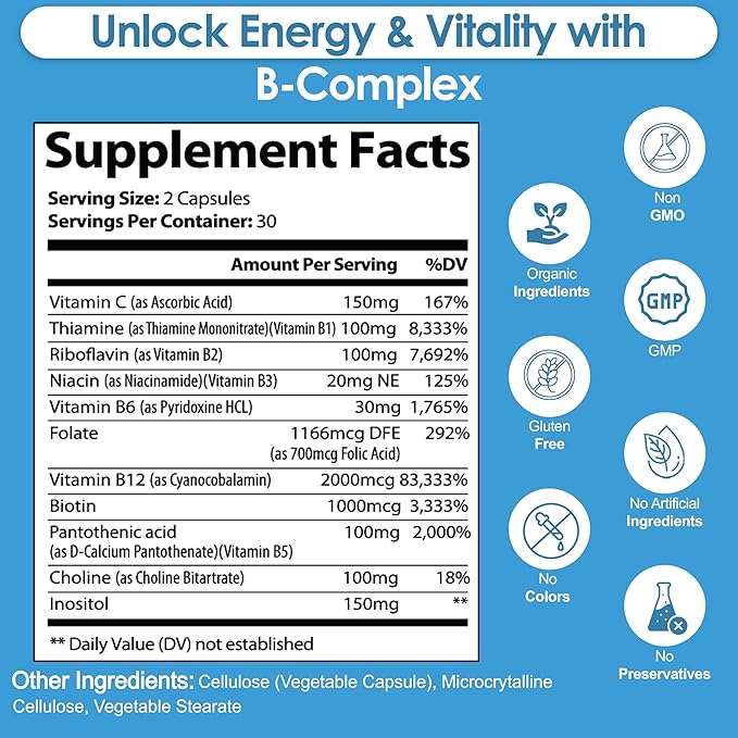 Vitamin B Complex with Vitamin C 11-in-1 B-Complex 60 Vegetarian