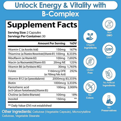 Vitamin B Complex with Vitamin C 11-in-1 B-Complex 60 Vegetarian