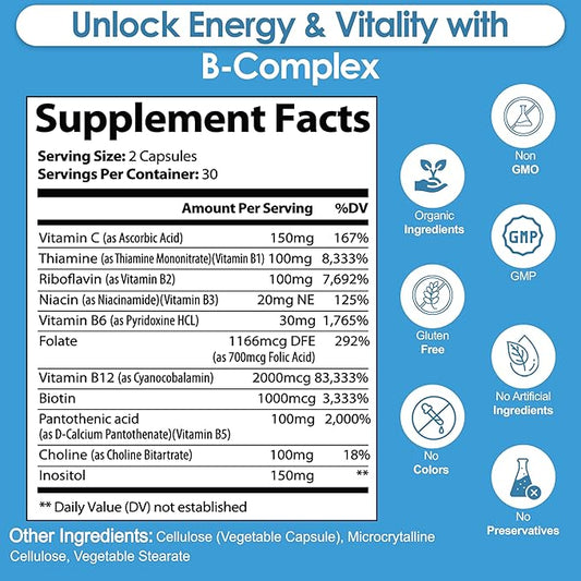 Vitamin B Complex with Vitamin C 11-in-1 B-Complex 60 Vegetarian
