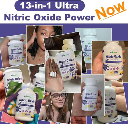 Nitric Oxide Supplements for Men & Women, 3000mg, 120 Capsules - 13-in-1 Nitric Oxide Booster for Muscle Growth, Heart Health, Energy & Circulation – Non-GMO, Gluten-Free
