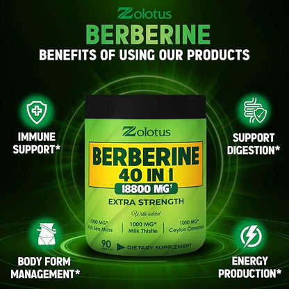 Zolotus 18800mg Berberine Supplement 40 in 1, with
