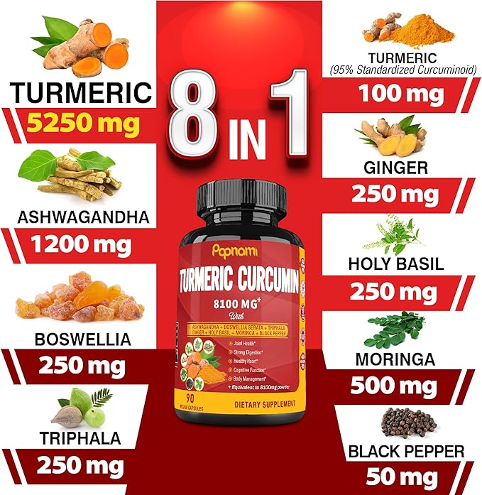 Turmeric Curcumin Extract Capsules 8100mg - 90 Counts 3 Month