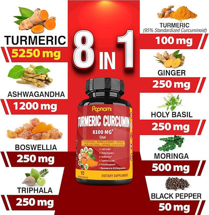 Turmeric Curcumin Extract Capsules 8100mg - 90 Counts 3 Month