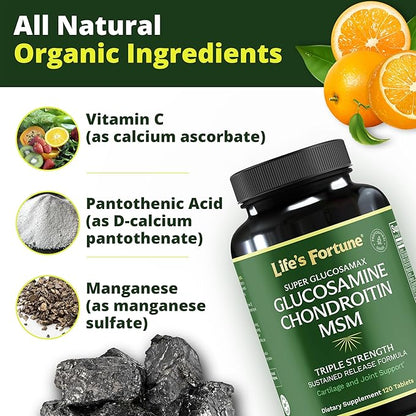 Life's Fortune Super Glucosamax, Glucosamine Chondroitin 1000mg - 120 Tablets