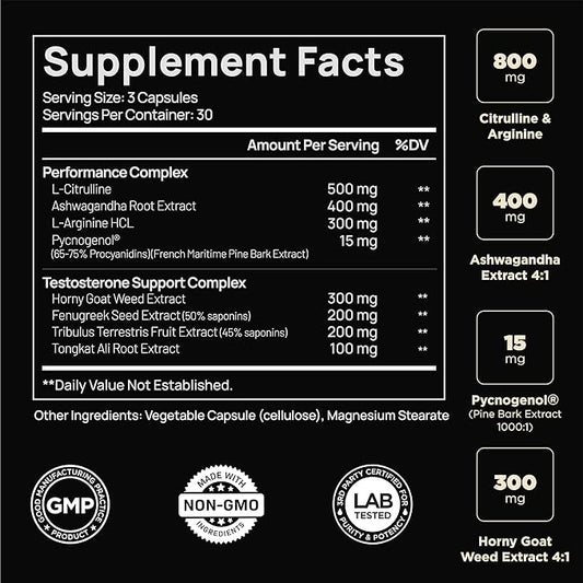 21,800mg Testosterone Booster for Men 8X Strength w. Ashwagandha, Tongkat Ali, Pycnogenol, Tribulus - Total T Male Enhancing Test Libido Booster + Muscle Builder Growth Testosterone Supplement for Men