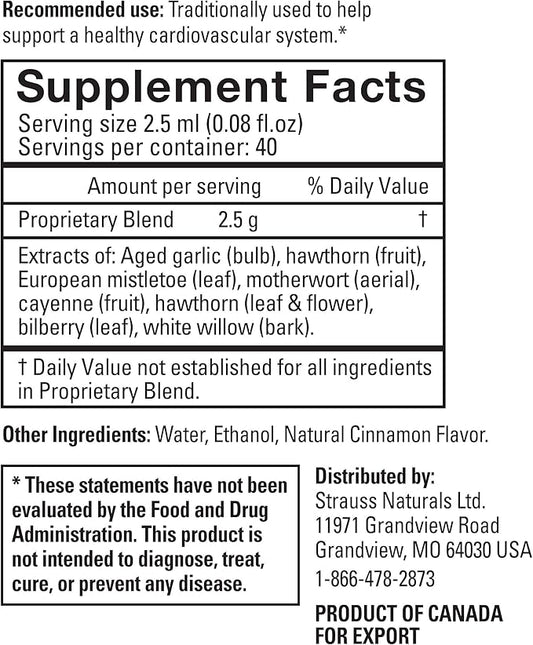 Strauss Naturals Heartdrops, Herbal Heart Supplements 3.4 fl