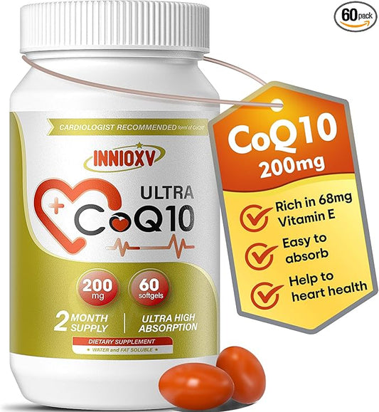 CoQ10 200mg Softgels for Heart Health, CoQ10 Nutritional 60 Softgels