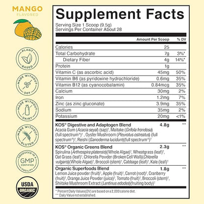 KOS Organic Superfood Greens Powder 28 Servings
