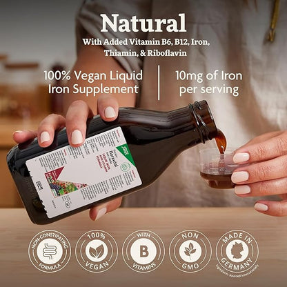 Floradix Floravital Liquid Iron & Vitamins Formula - Liquid Iron Supplement with B Complex Vitamins, Vitamin C & Herbs for Energy Support - Vegan, Gluten-Free, Yeast- Free, Non-GMO - 17 oz