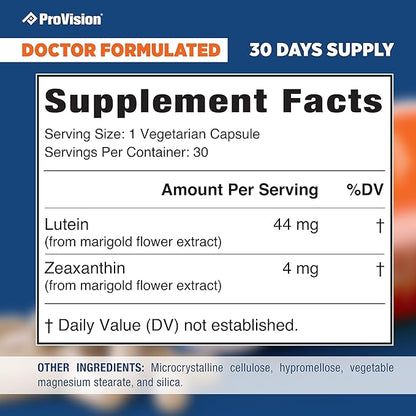 ProVision Lutein & Zeaxanthin Supplements Plant-Based 30 Capsules