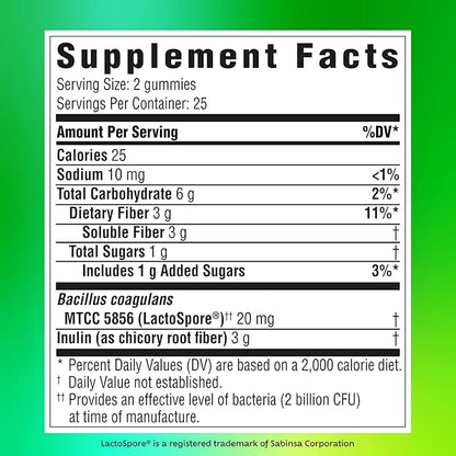 Benefiber Prebiotic Fiber Supplement Gummies with Probiotics for Digestive Health, Assorted Fruit Flavors - 50 Count