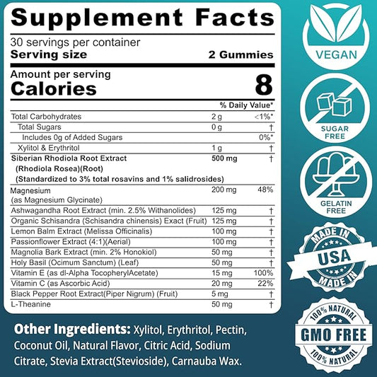 Sugar Free Calm Mood Support Rhodiola 500 mg 2Packs