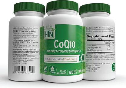 Health Thru Nutrition CoQ-10 100mg 3X 120 120 Softgels) Q10 | 3rd Party