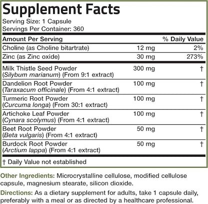 Bronson Liver Detox Advanced Detox & Cleansing Formula Supports Health Liver Function with Milk Thistle, Dandelion Root, Turmeric, Artichoke Leaf & More, Non-GMO, 360 Vegetarian Capsules
