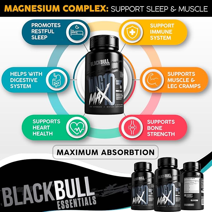 Blackbull Magmax 10 Complex Magnesium Glycinate, B6 Magnesium