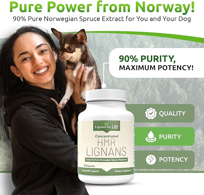 Lignans for Life HMR Lignans for Dogs, 40mg - 90 Capsules, Dog Vitamin for Healthy Pet | Natural Dog Multivitamin | Dog Wellness Supplement | Dog Nutritional Supplement | Pet Vitamin 2-Pack