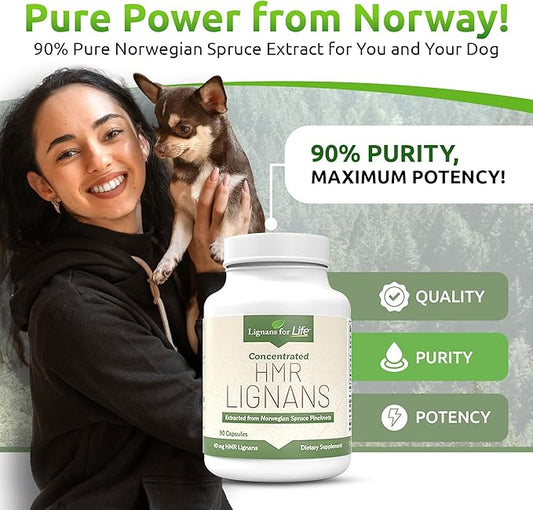 Lignans for Life HMR Lignans for Dogs, 40mg - 90 Capsules, Dog Vitamin for Healthy Pet | Natural Dog Multivitamin | Dog Wellness Supplement | Dog Nutritional Supplement | Pet Vitamin 2-Pack