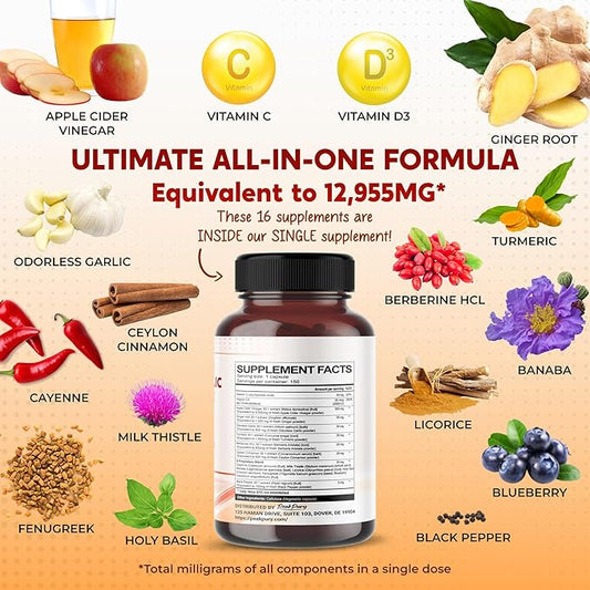 Apple Cider Vinegar 9000mg Ginger 1000mg 600mg Turmeric 1000mg Berberine 600mg -