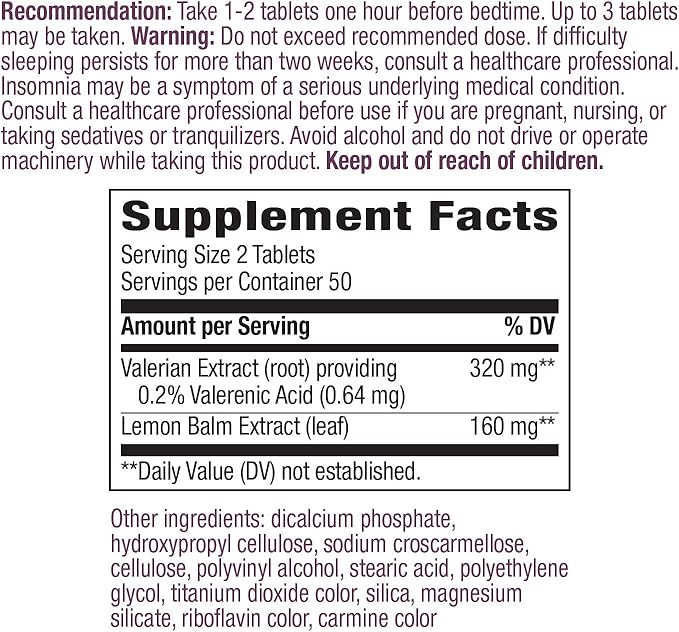 Nature's Way Valerian Nighttime, Herbal Sleep 320 mg 100 Tablets