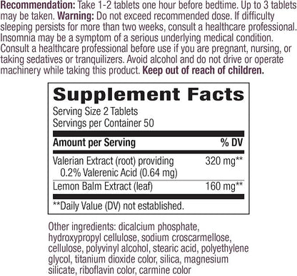 Nature's Way Valerian Nighttime, Herbal Sleep 320 mg 100 Tablets