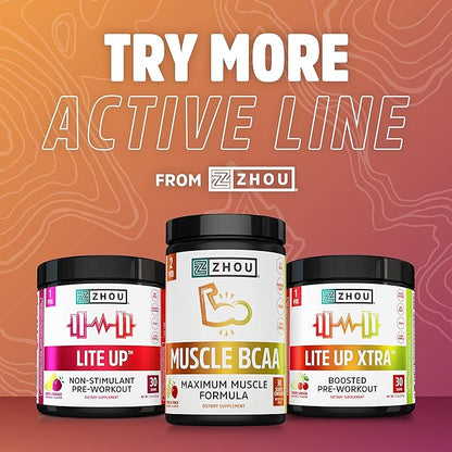 Zhou Nitric Oxide with L Arginine, Citrulline Malate, AAKG and Beet Root | Powerful N.O. Booster and Muscle Builder for Strength, Blood Flow and Endurance | 30 Servings, 120 Veggie Caps
