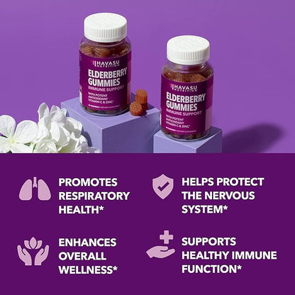 Sambucus Elderberry Gummies For Adults - Immune Support Gummies with Elderberry, Vitamin C and Zinc - Sambucus Elderberry Immune Support with Elderberry Extract - Berry-Flavored Gummies - Month Supply