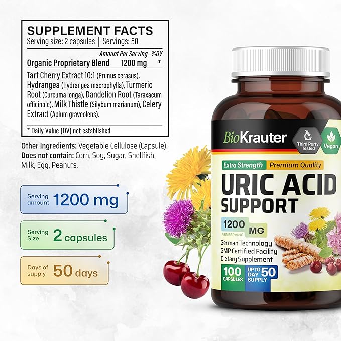 Uric Acid Support Capsules 10:1 Extract 100 Vegan