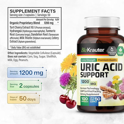 Uric Acid Support Capsules 10:1 Extract 100 Vegan
