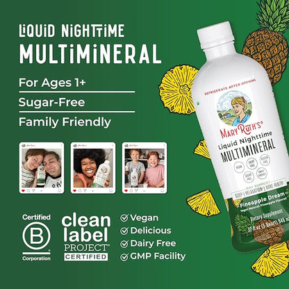 MaryRuth Organics Nighttime Liquid Multimineral Sleep 4 Flavors, 32 Servings 32 Fl