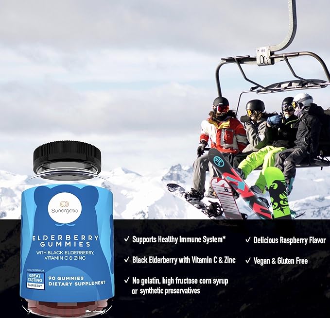 Premium Black Elderberry Gummies – Black Elderberry with Vitamin C & Zinc – Helps Support Immune System – Great Tasting Sambucus Elderberry Gummies – Raspberry Flavored Elderberry Gummies – 90 Gummies