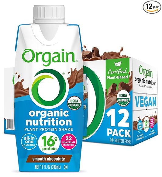 Orgain Organic Nutritional Vegan Protein Shake, 16g Plant 22 Vitamins 11 Fl 12)