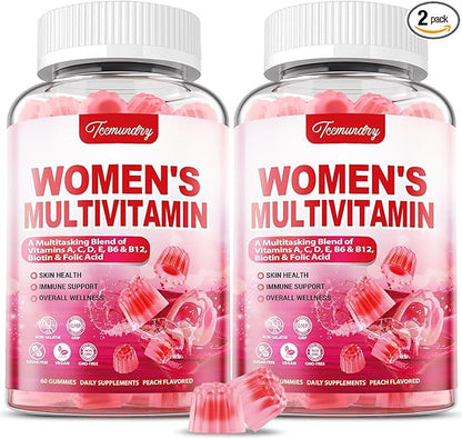 Womens Multivitamin Gummies - Sugar Free Multivitamin for Women with Vitamins A, C, D, E, Niacin, Folate, B6 & B12, Iron, Calcium, Zinc - Multi Vitamins & Minerals for Skin, Hair, Energy & Immune