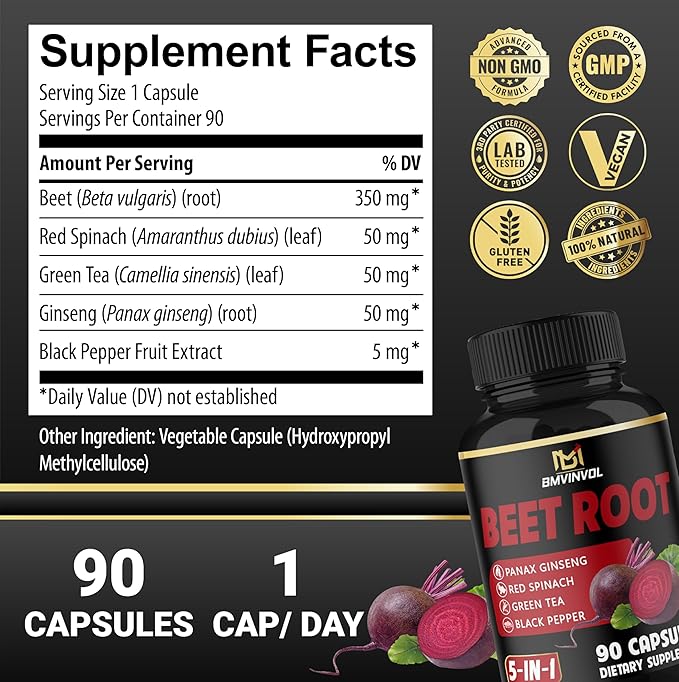 BMVINVOL Beet Root Capsules 90 Count 3 Month