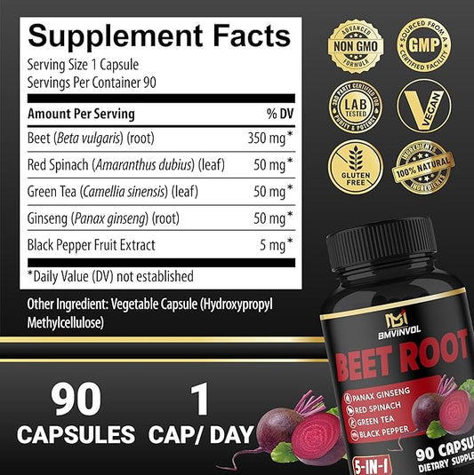 BMVINVOL Beet Root Capsules 90 Count 3 Month