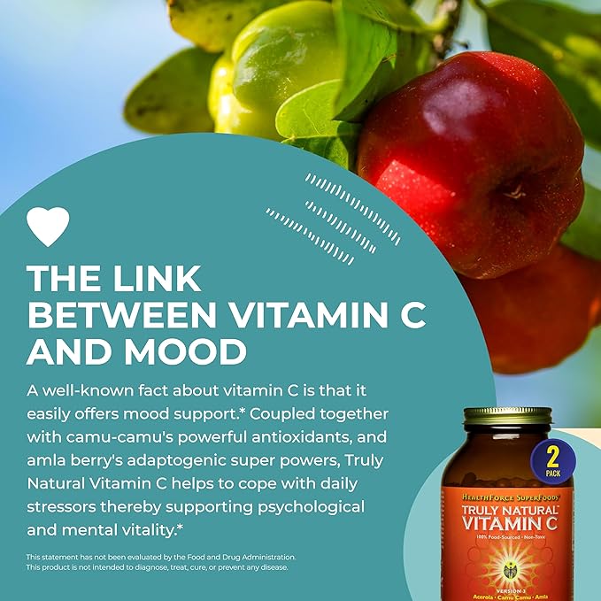 HEALTHFORCE SUPERFOODS Truly Natural Vitamin C 240 Vegan 30 Servings