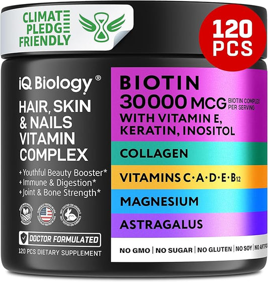 Biotin Vitamins for Hair Skin and D3, C* 120PCS