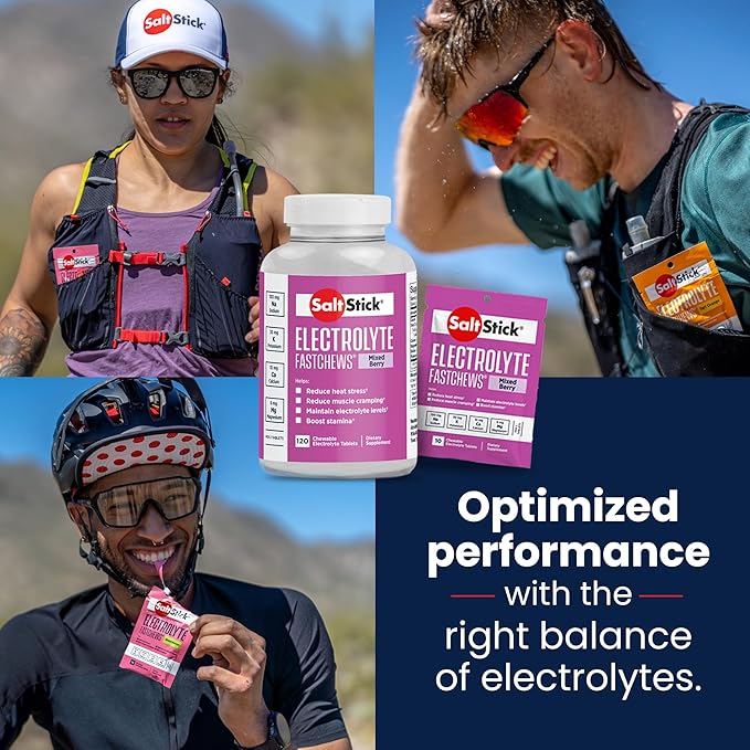 SaltStick Electrolyte FastChews - Mixed Berry Chewable Electrolyte Tablets - Salt Tablets for Runners, Electrolyte Chews for Hydration - 120 Count