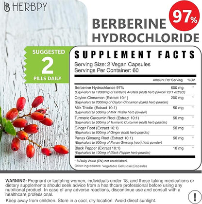 Berberine and Ceylon Cinnamon for Weight 7in1 with 120 Vegan
